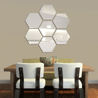 10PCs Hexagon Wall Mirror Sticker (4x4 inch)