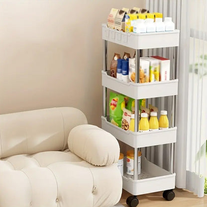 4-Tier Trolley Organizer With Movable Wheels
