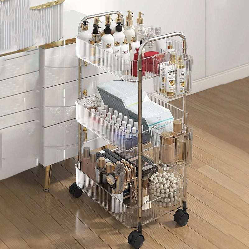 Frosted Acrylic 3-Tier Trolley With Movable Wheels