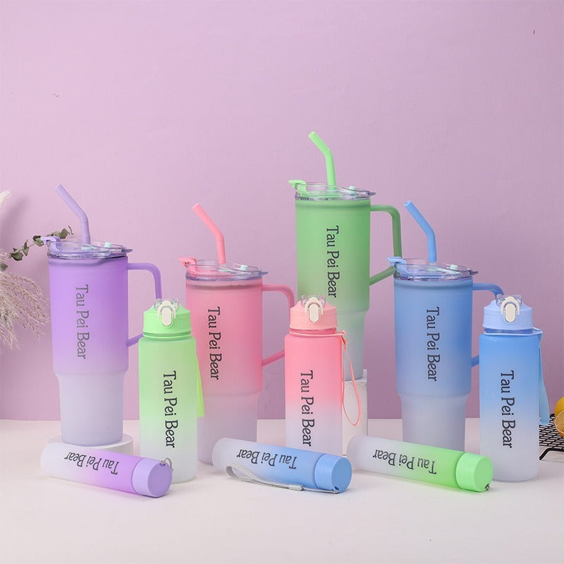 3-Pack Reusable Tumbler Bottles with Lids and Straws