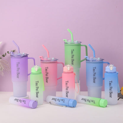 3-Pack Reusable Tumbler Bottles with Lids and Straws