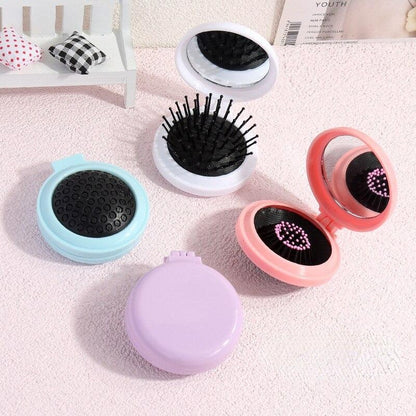 Mini Hair Comb With Foldable Mirror