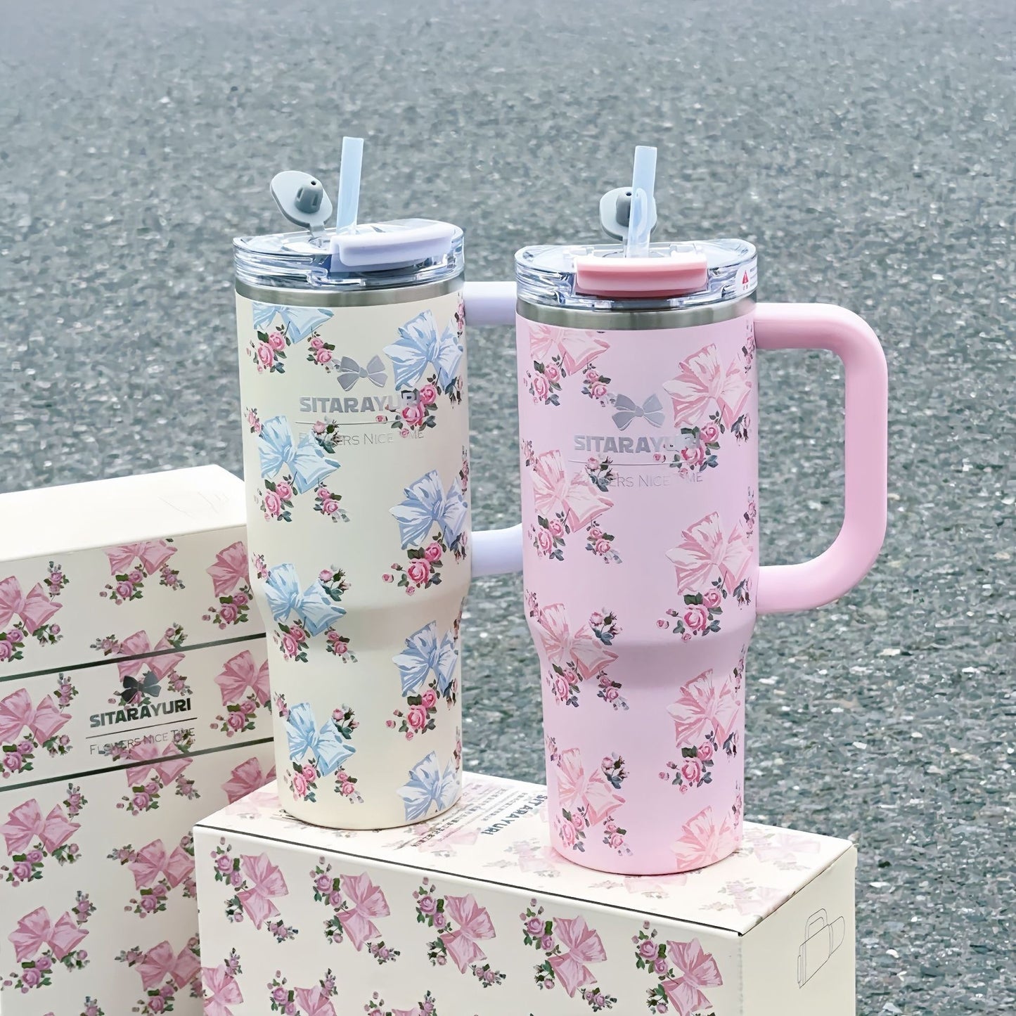 Stainless Steel Floral Design Tumbler