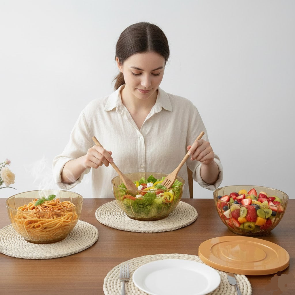 Unbreakable Plastic Food Bowl with Lid