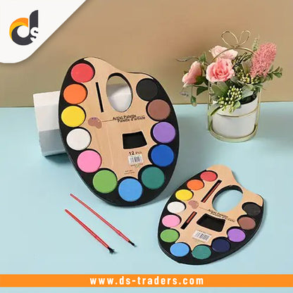 12-Color Water Paint Set with Brush