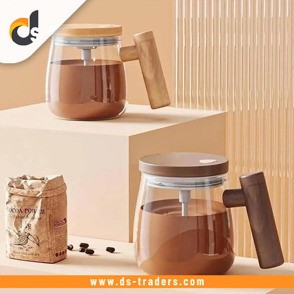 Self Stirring Coffee Cup With Wooden Handle