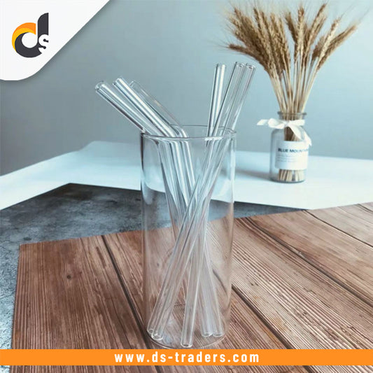 6PC Reusable Glass Straw with Brush