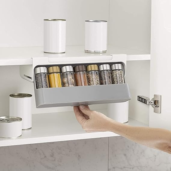 Wall Mounted Under Shelf Spice Storage Rack