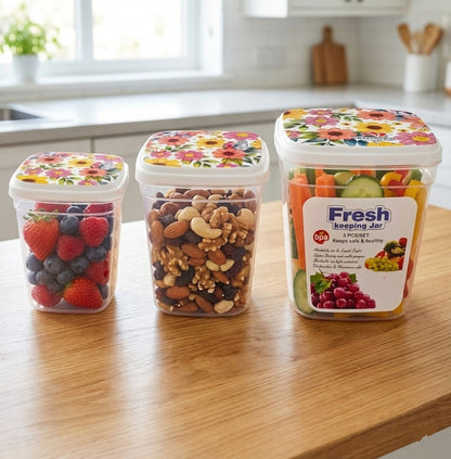 3PCs Plastic Airtight Food Storage Jar