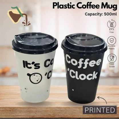 1PC Printed Plastic Coffee Cup 500ML