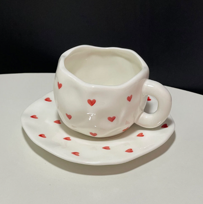 Heart Printed Ceremic Coffee Mug with Sausar