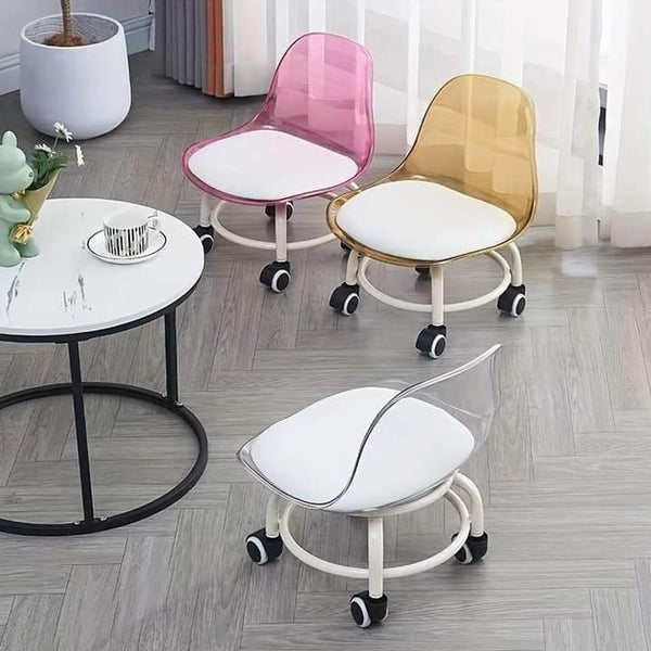 Portable Mini Acrylic Chair With Universal Wheel
