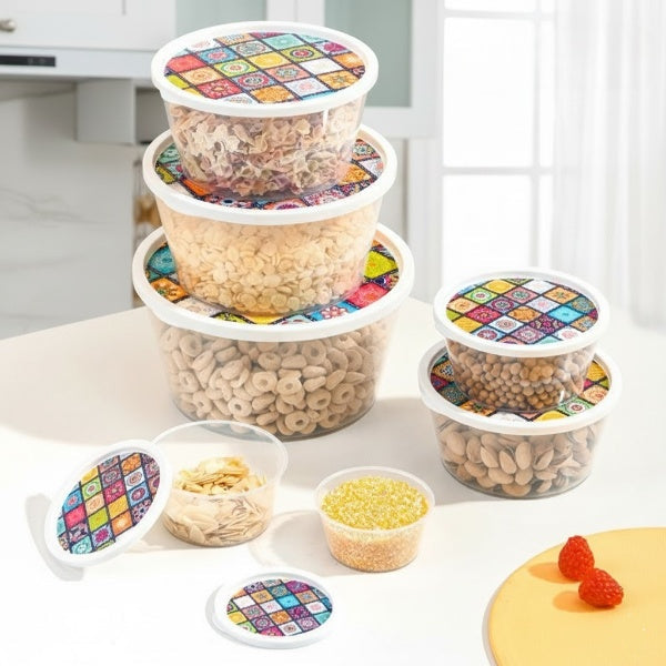 Pack Of 7 - Round Sealed Storage Container