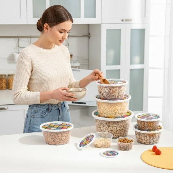 Pack Of 7 - Round Sealed Storage Container