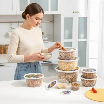 Pack Of 7 - Round Sealed Storage Container