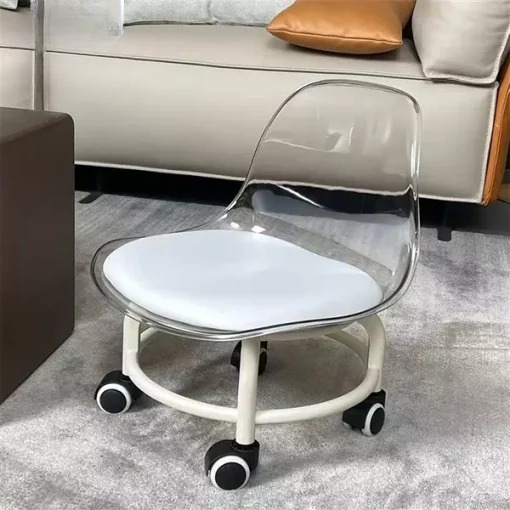 Portable Mini Acrylic Chair With Universal Wheel
