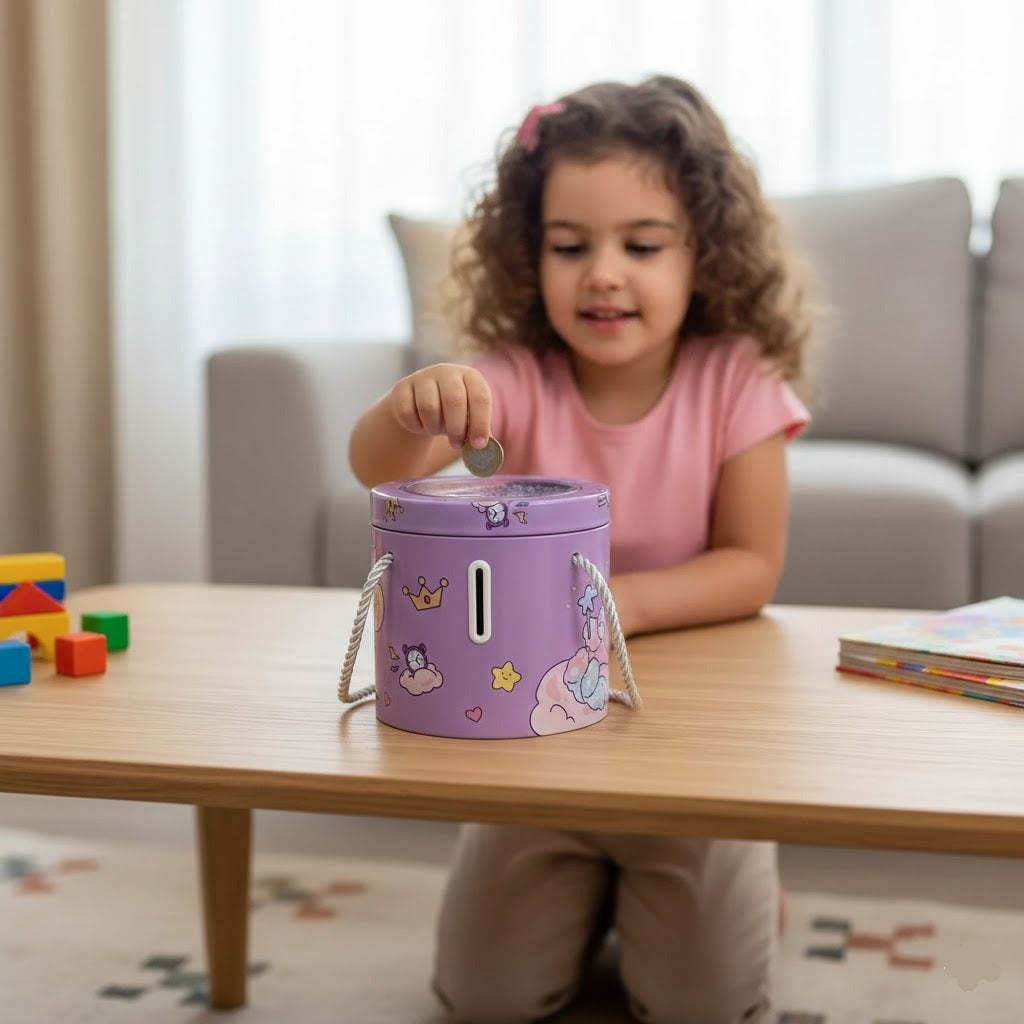 Metal Round Shape Kids Money Saving Box