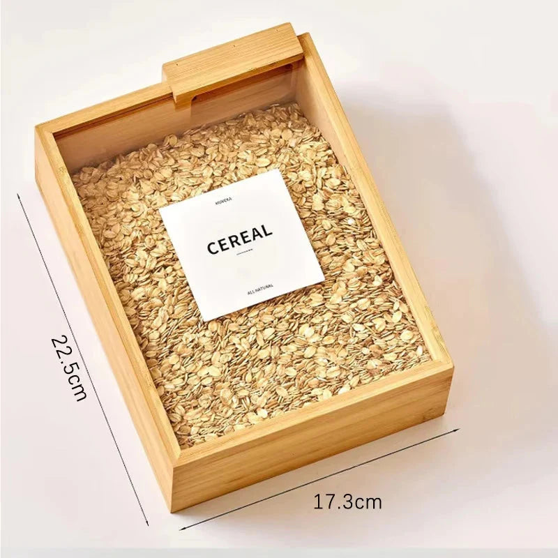 Wooden Grain Storage Container With Lid