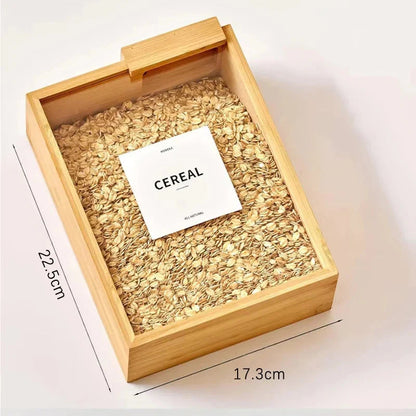 Wooden Grain Storage Container With Lid