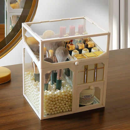 Glass Cosmetic And Makeup Brush Organizer