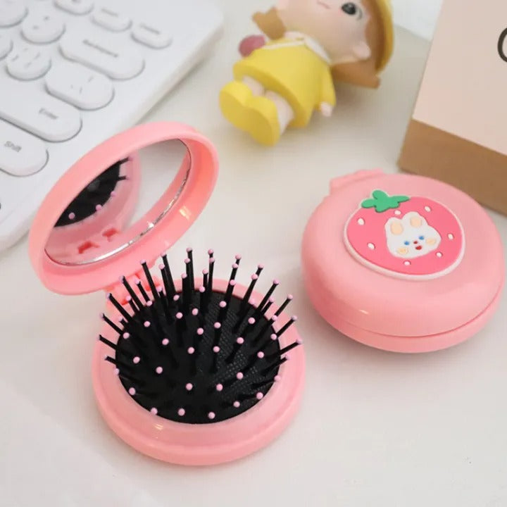 Mini Hair Comb With Foldable Mirror