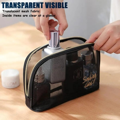 Women Black Mesh Cosmetic Bag