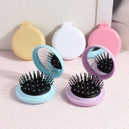 Mini Hair Comb With Foldable Mirror