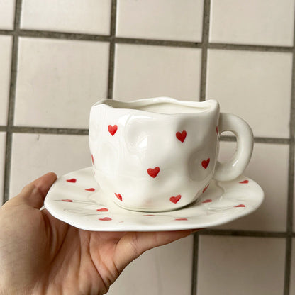 Heart Printed Ceremic Coffee Mug with Sausar