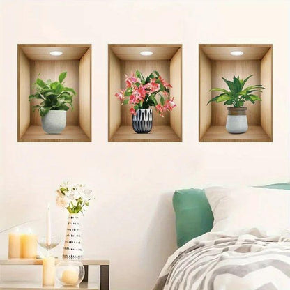 3D Plant Wall Stickers (3pcs Set) - Random Design