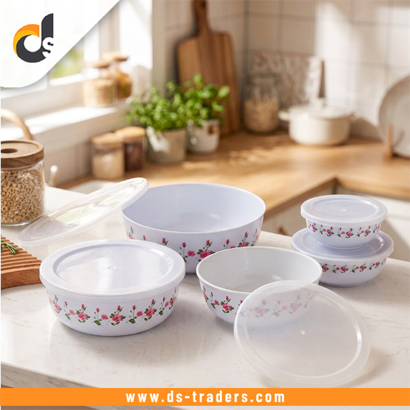 5PCs Stainless Steel Floral Storage Containers With Lids