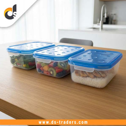 3PCs Plastic Airtight Food Container(1500ml)