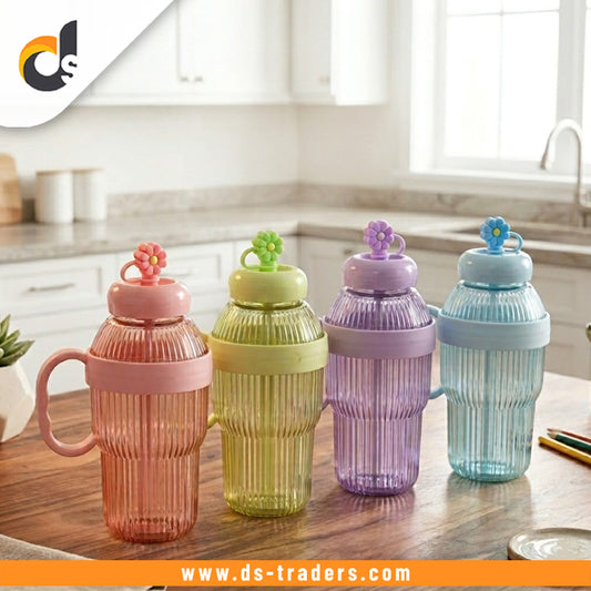 Portable Plastic Water Bottle with Straw (900ML)