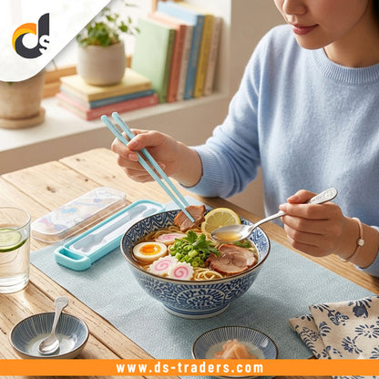 Portable Pencil Box Design Chopstick & Spoon Set