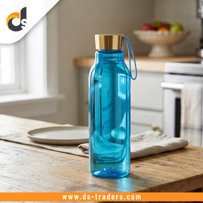 Golden Cap Plastic Water Bottle with Strap