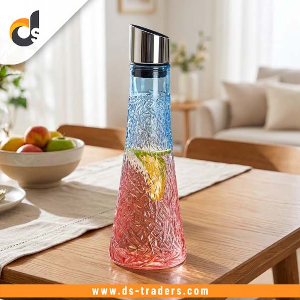 Luxury Gradient Glass Jug with Stainless Steel Lid