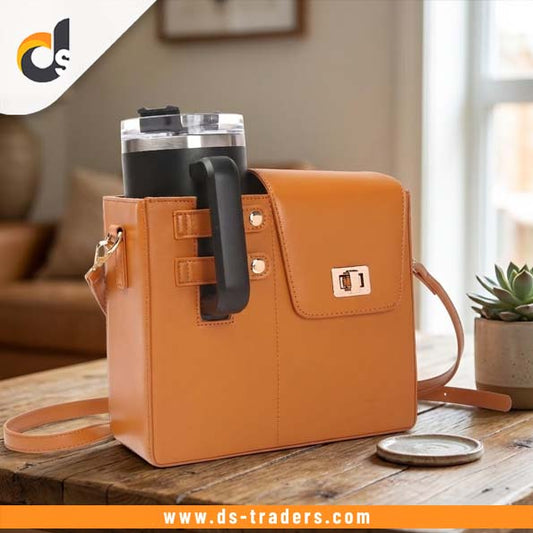 Portable Leather Shoulder Tumbler Bag