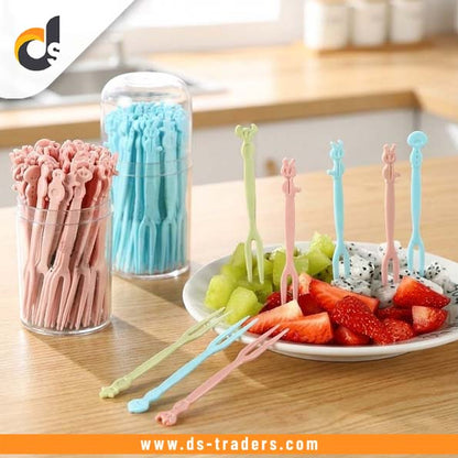 Plastic Cartoon Fruit Forks upto 40pcs