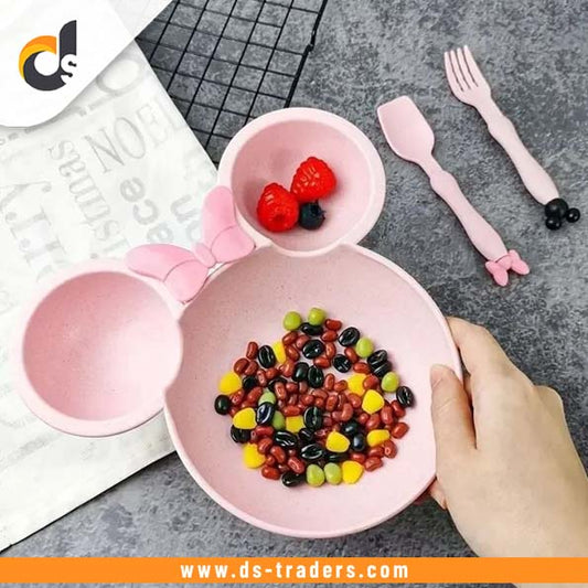 3PCs Wheat Straw Kids Dinner Set