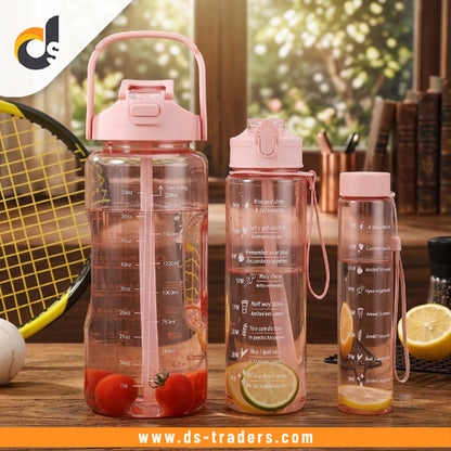 3Pcs Time Track Leakproof Water Bottle