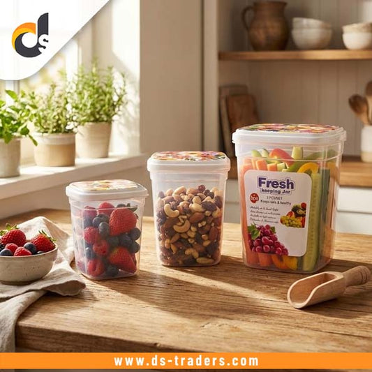 3PCs Plastic Airtight Food Storage Jar