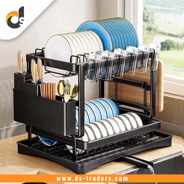2 Layer Metal Dish Drainer Kitchen Rack