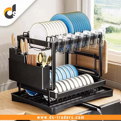 2 Layer Metal Dish Drainer Kitchen Rack