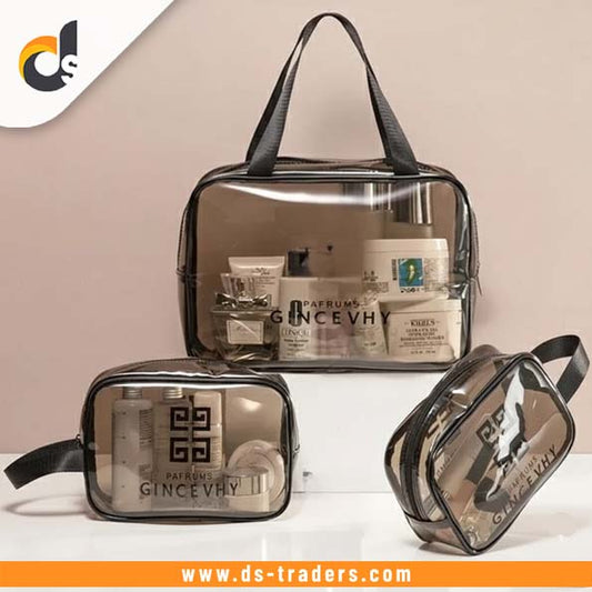 3PC Transparent Waterproof Travel Cosmetic Bag