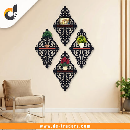 4PCs Wooden Elegant Wall Shelf