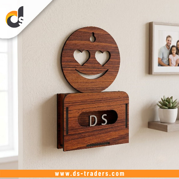 Wooden Smiley Phone Charging Holder