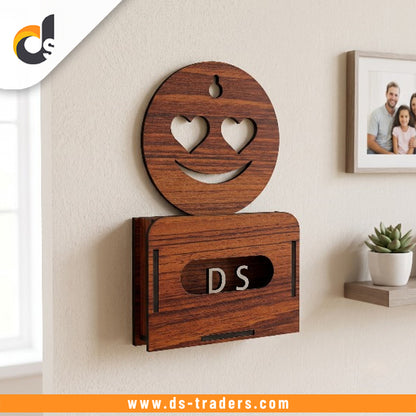 Wooden Smiley Phone Charging Holder