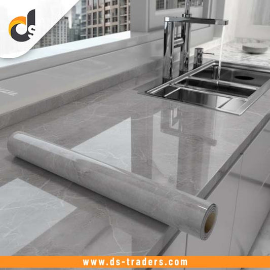 Grey Marble Texture Design PVC Waterproof Sheet (60cmx200cm)