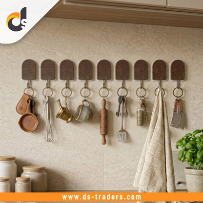 9PCs Set Wooden Self-Adhesive Wall Hook