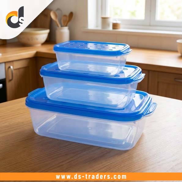 3PCs - Plastic Push-lock Food Storage Box