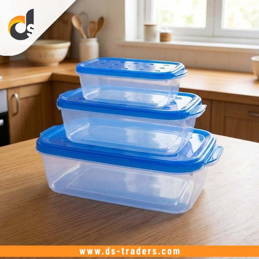 3PCs - Plastic Push-lock Food Storage Box